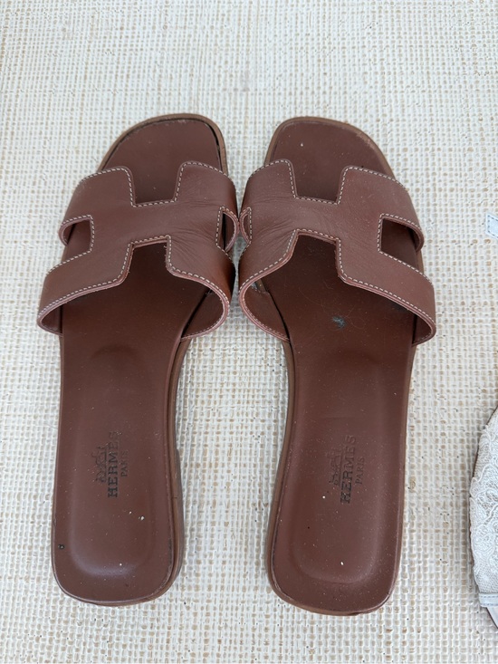 Hermes Shoes - HERMES TAN ORAN SANDALS